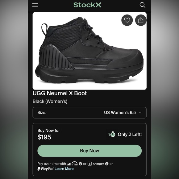 NIB UGG Neumel X Boot Black (Women's) Size: 8 WITH BOX - Picture 7 of 12